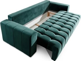 Divano verde scuro allungabile/con contenitore e rivestimento in velluto 247 cm Lazaro – ELTAP