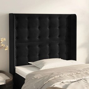 Testiera Ad Orecchio Nera 93x16x118/128 Cm İn Velluto /