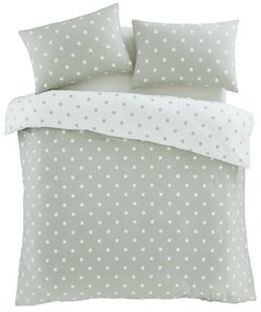 Set copripiumino e federa bianco e verde in flanella per letto matrimoniale e per letto esteso 230x220 cm Polka Dot – Catherine Lansfield