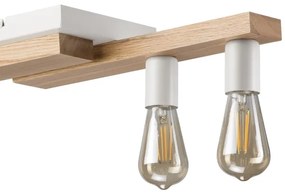 Lampadario a sospensione con filo CORTINA 4xE27/15W/230V bianco/quercia