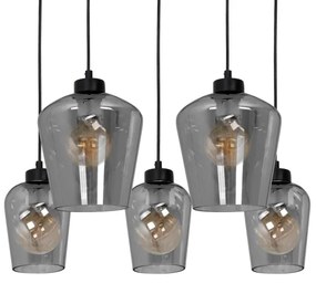 Lampadario su fune SANTIAGO 5xE27/60W/230V nero