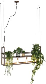 Lampada a sospensione intelligente marrone ruggine con ripiano incl. 4 Wifi A60 - Cage Rack