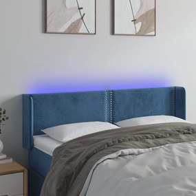 Testiera A Led Blu Scuro 147x16x78/88 Cm İn Velluto /