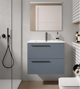 Mobile da bagno sospeso sotto lavabo L 60 x H 55 x P 39.5 cm blu laccato opaco, 2 cassetti VISOBATH Mia