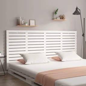 Testiera Da Parete Bianca 156x3x91,5 Cm Legno Massello Di Pino /