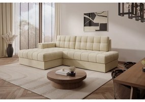 Divano angolare marrone chiaro allungabile (con penisola a sinistra/con chaise lounge) con rivestimento in velluto Blezalt – ELTAP
