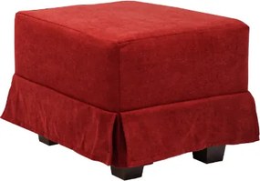 Pouf moderno 57x41 h imbottito in tessuto bordeaux sfoderabile con piedini