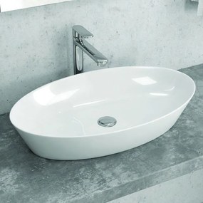 Kamalu - Lavabo ovale 60cm in ceramica Slim bianca |  Litos-0016