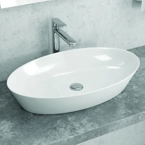 Kamalu - Lavabo ovale 60cm in ceramica Slim bianca | Litos-0016