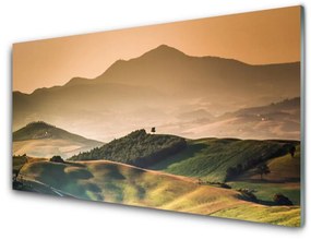 Quadro acrilico Paesaggio del campo delle montagne 100x50 cm