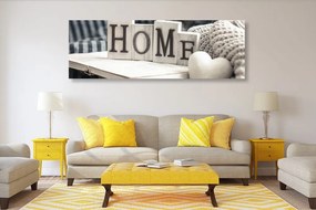 Stampa su tela – Con scritta Home e natura morta