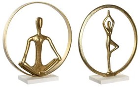 Statua Decorativa DKD Home Decor 33 x 11 x 35,5 cm 36 x 10 x 36 cm Dorato Bianco Yoga (2 Unità)