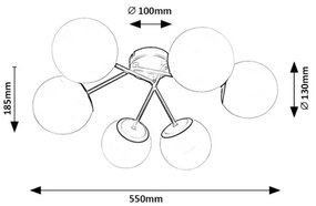 Rabalux 71294 - Lampadario a plafone MEDUZA 6xE14/20W/230V