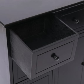 Credenza con 10 Cassetti Nera 113x30x79 cm in Legno