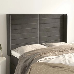 Testiera Ad Orecchio Grigioscuro 147x16x118/128cm İn Velluto /