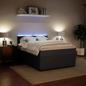 Giroletto a molle con materasso grigio scuro 140x190 cm velluto