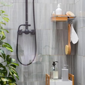 Cestino da parete in bambù con portasapone Spa - Compactor