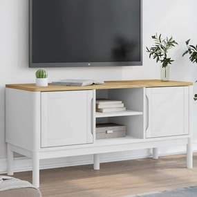 Mobile Tv Floro Bianca 114x43x55 Cm İn Legno Massello Di Pino /