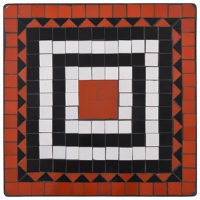 Set bistrò 3 pz con mosaico in ceramica terracotta e bianco