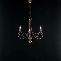 Lampadario Provenzale Candelabro 3 Luci Ferro Battuto Nero e Rame Serie Alma