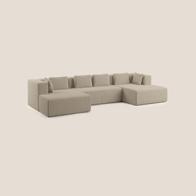 Nettuno divano panoramico in morbido tessuto bouclè T07 beige