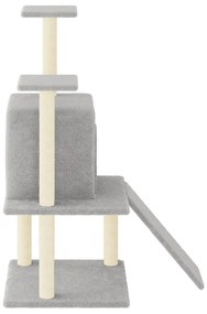 Albero per gatti con tiragraffi in sisal grigio chiaro 110 cm