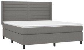 Letto a molle materasso e led grigio scuro 160x200cm in tessuto