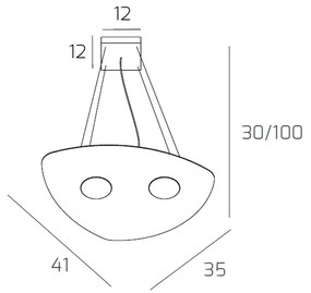 Sospensione Moderna Shape Metallo Grigio 2 Luci Gx53