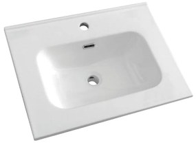 Lavabo integrale rettangolare vasca centrale L 61 x H 17.5 x P 47 cm in ceramica bianco