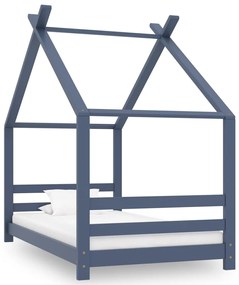 Giroletto Per Bambini Grigio İn Legno Massello Di Pino 80x160cm /