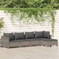 Set Divani da Giardino 5 pz con Cuscini in Polyrattan Grigio 3187270