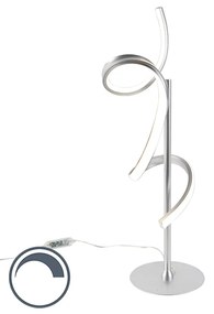 Lampada da tavolo di design argento con LED e dimmer - Krisscross