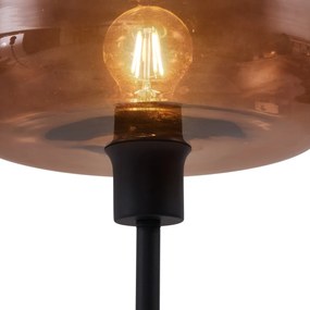 Lampada da terra retrò nera con vetro bronzo - Bizle
