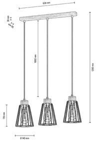 Spot-Light 1311374 - Lampadario a sospensione con filo ORAZIO 3xE27/60W/230V quercia