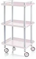 Carrello da cucina LEKY, 3 ripiani, struttura grigia, colore rosa