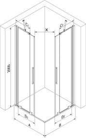 Mexen Velar Duo cabina doccia scorrevole 90 x 80 cm, trasparente, cromo - 871-090-080-02-01