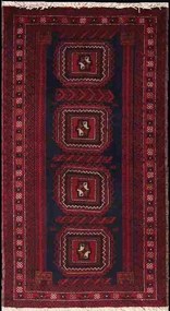 Beluch Tappeto persiano 180 x 100 Rosso (Iran) Annodato A Mano