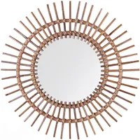 Specchio da parete Sand di colore Beige Rattan 76 cm Decorativo Corridoio stile Boho moderno