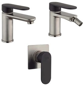 Set rubinetti lavabo bidet e miscelatore incasso doccia Jacuzzi Rubinetteria nichel e nero opaco