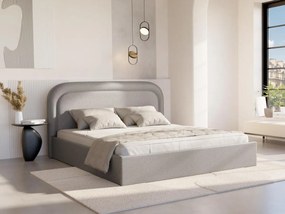 Letto con contenitore 160 x 200 cm Tessuto chiné Grigio - FIREZA