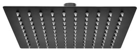 Soffione doccia quadrato 20x20 cm in acciaio inox nero opaco anticalcare