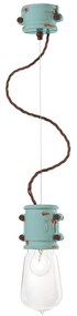 Lampadario Vintage Urban Ferro E Ceramica Azzurro 1 Luce E27 12Cm