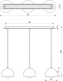 Lampadario a sospensione con filo COOL 3xE27/60W/230V