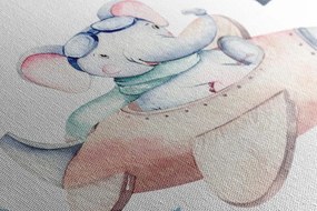 Quadro su tela – Elefantino in aeroplano