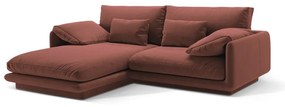Divano angolare rosa (con penisola a sinistra/con chaise lounge) con rivestimento in velluto Torino – Micadoni