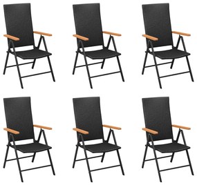 Set da pranzo da giardino 7 pz nero e marrone