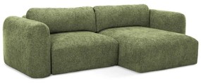 Divano angolare verde allungabile/con contenitore (con penisola a destra/con chaise lounge) con rivestimento in ciniglia Mele – Makamii