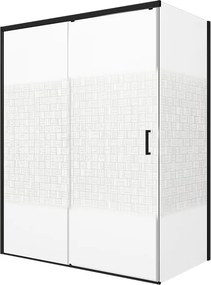 Porta doccia scorrevole L 118-119.5 cm x H 200 cm per nicchia in vetro smerigliato SP. 6 mm, profilo opaco nero, serie Jazz