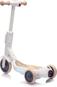 Monopattino Elettrico Deluxe a 3 Ruote 67x32x69 cm Luci LED RGB Casco e Protezioni Incluse Beige...