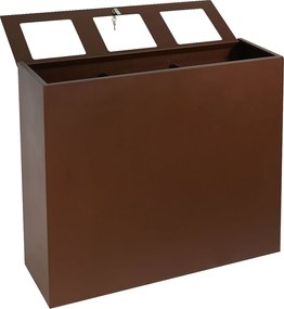 Pattumiera per Raccolta Differenziata 3 Scomparti Capacità 180 lt 90x30x80 cm in Acciaio Corten...